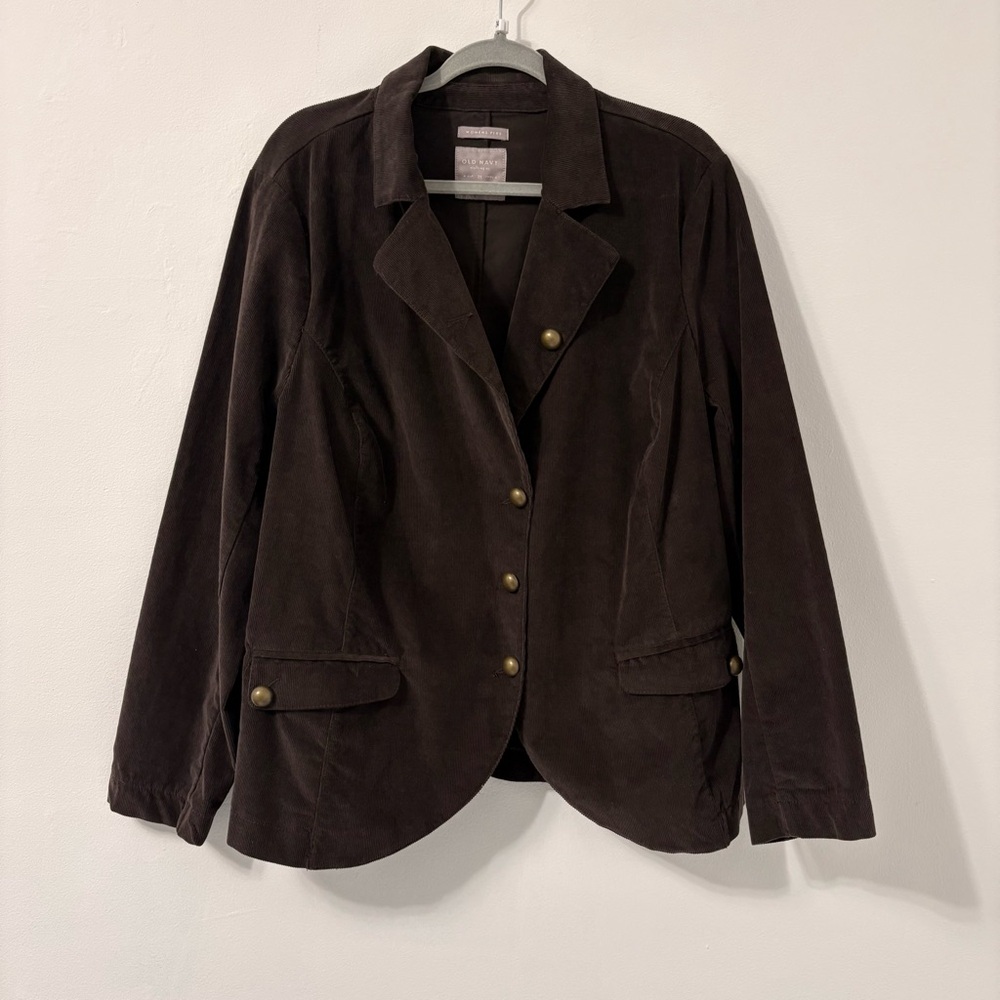 Old Navy Brown Corduroy Blazer Plus Size 2X Fall Academia